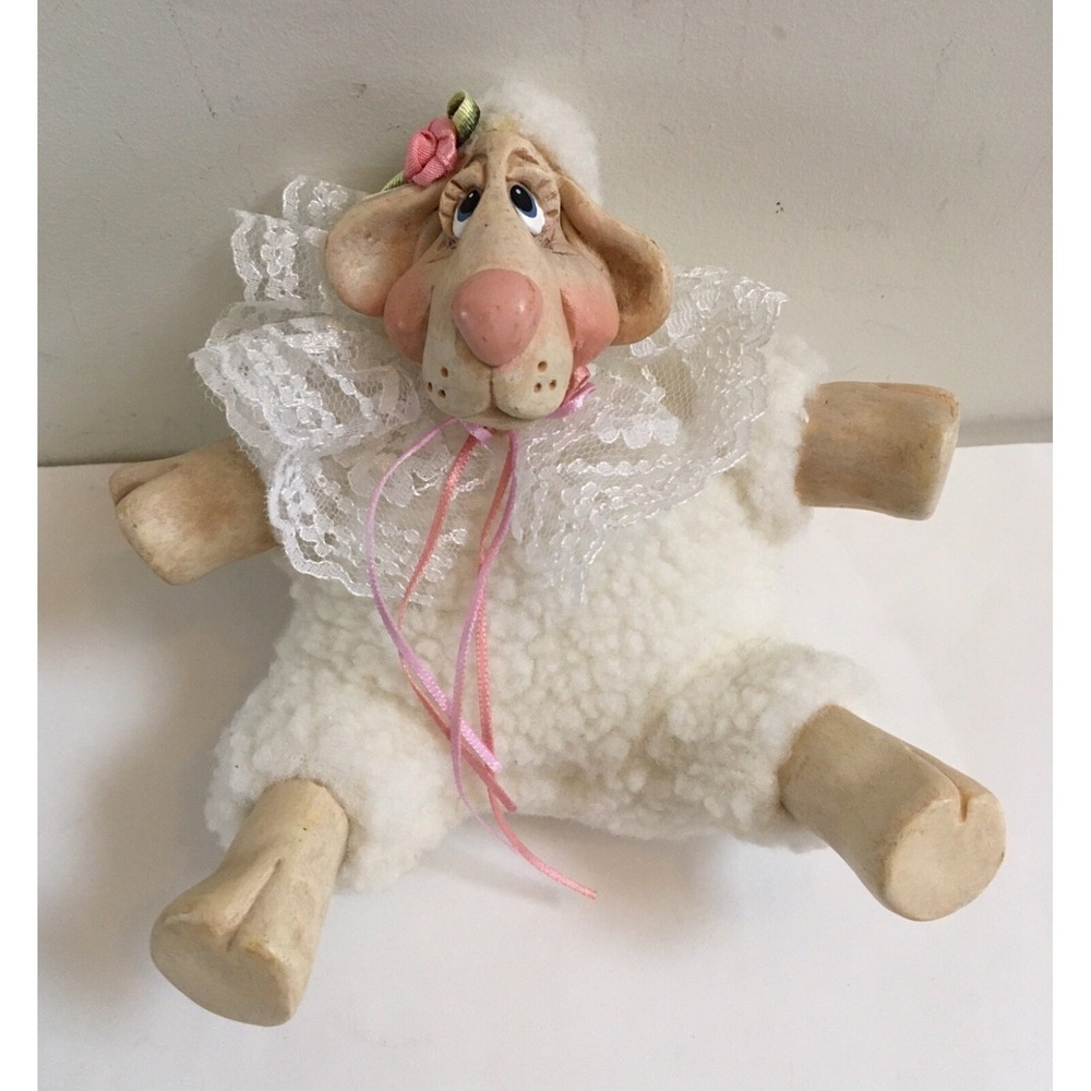 Russ Berrie, Kathleen Kelly Lulu Lamb, resin, cloth bean bag Easter